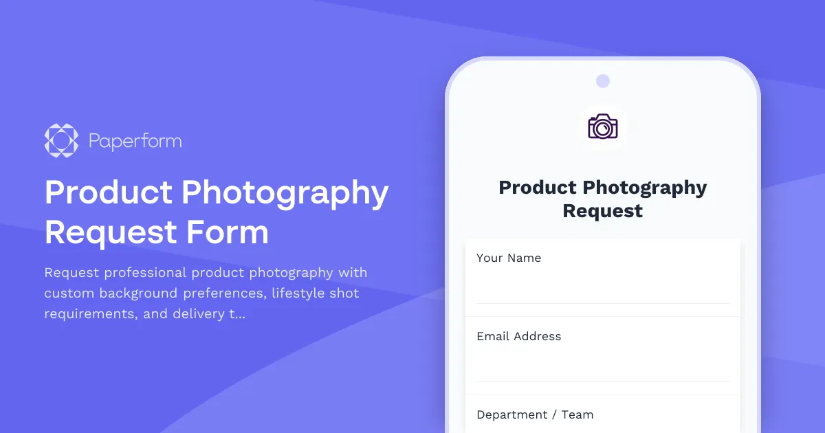 Product Photography Request Form