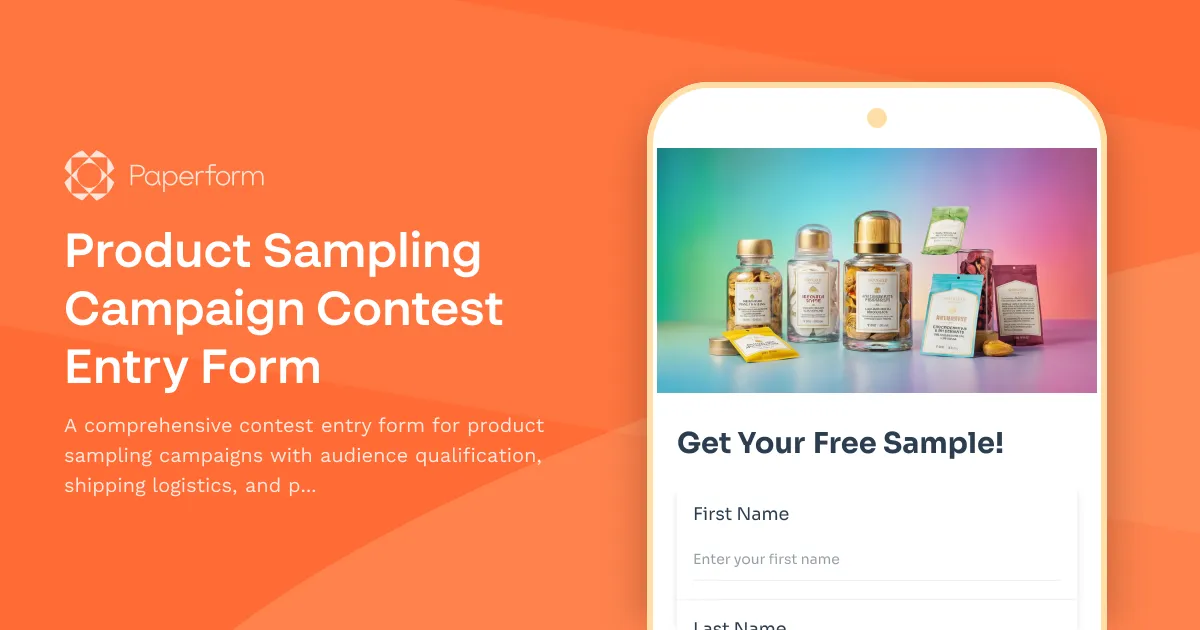 Product Sampling Campaign Contest Entry Form