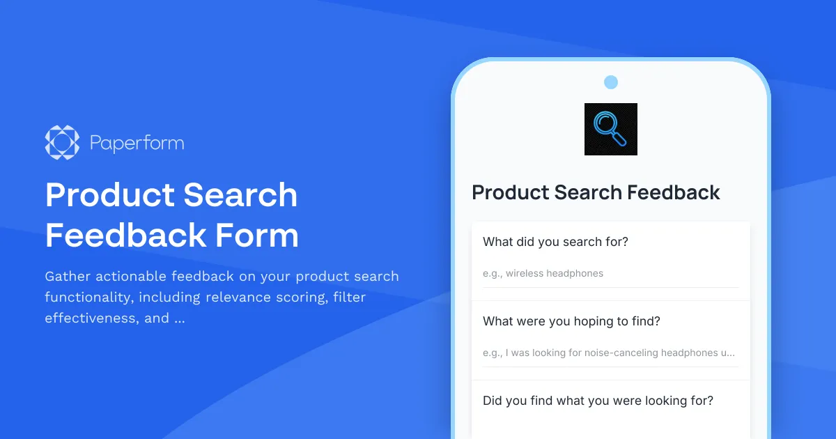 Product Search Feedback Form