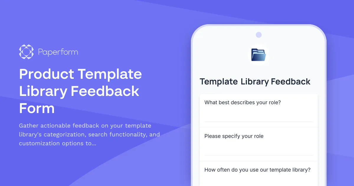 Product Template Library Feedback Form