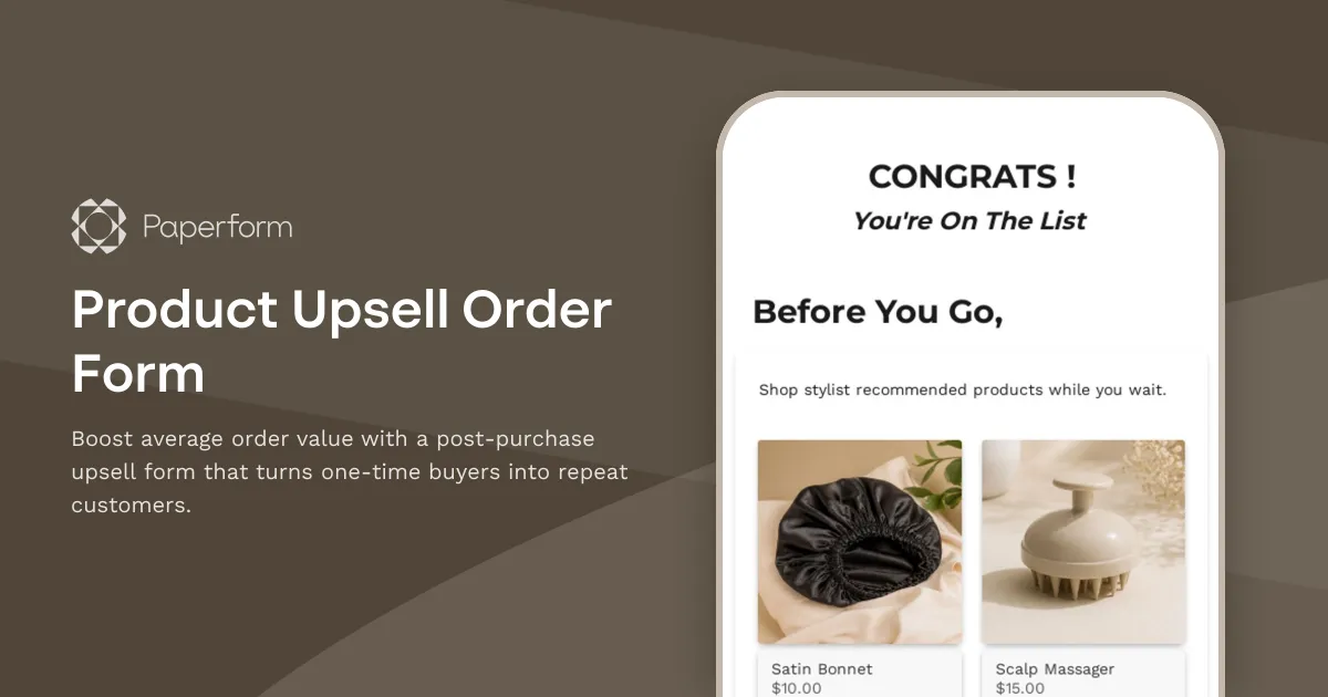 Product Upsell Order Form