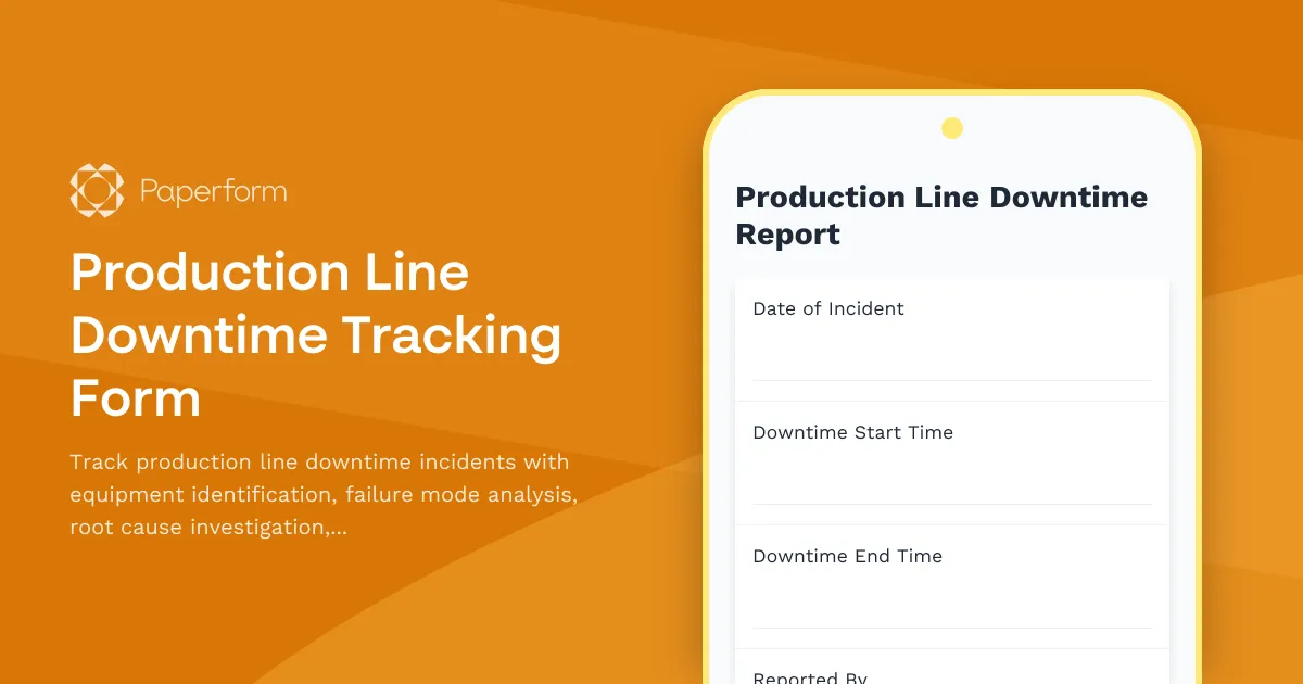 Production Line Downtime Tracking Form