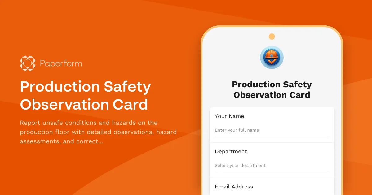 Production Safety Observation Card