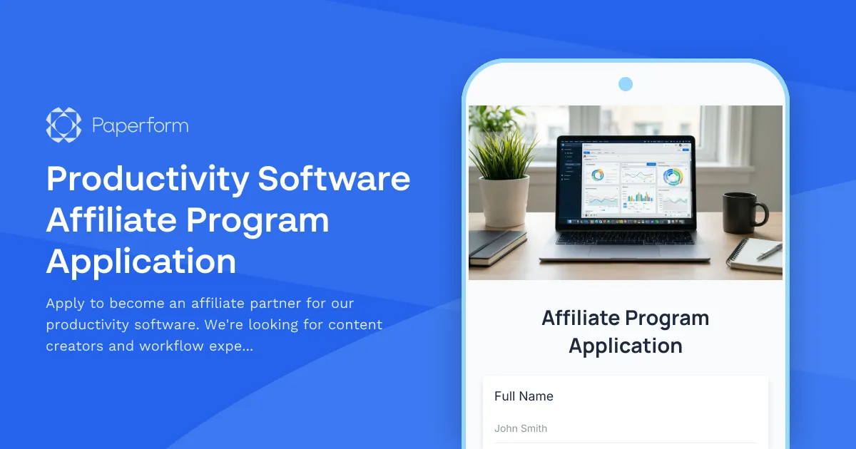 Productivity Software Affiliate Program Application