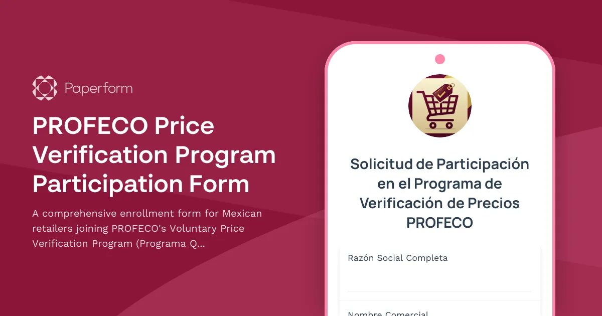 PROFECO Price Verification Program Participation Form