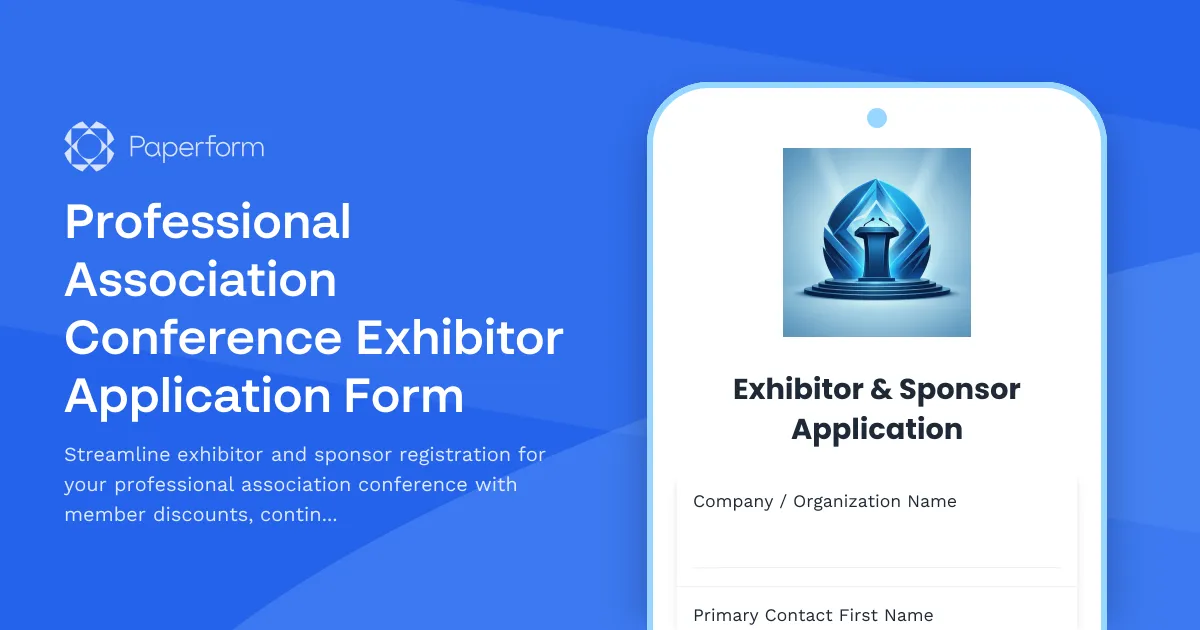 Professional Association Conference Exhibitor Application Form