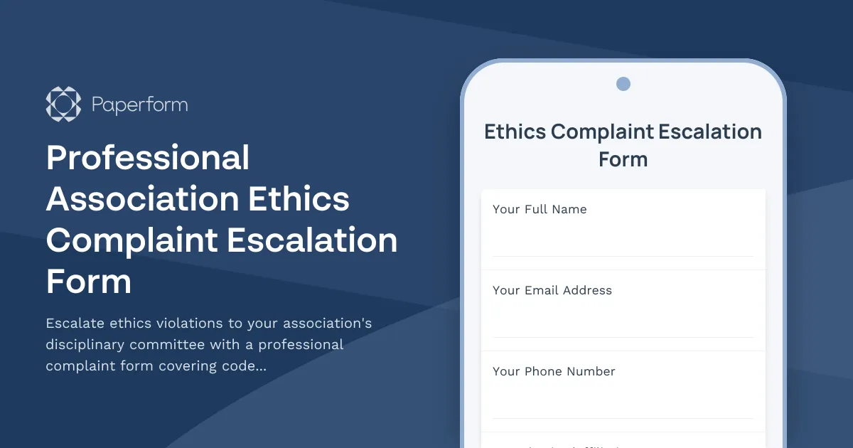 Professional Association Ethics Complaint Escalation Form