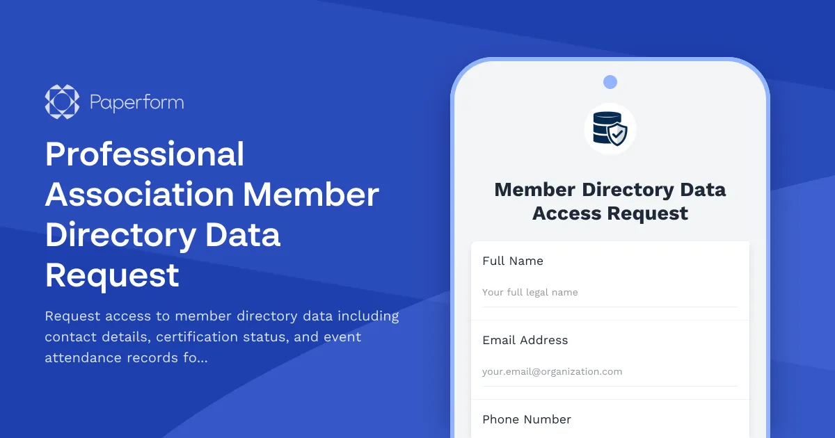 Professional Association Member Directory Data Request