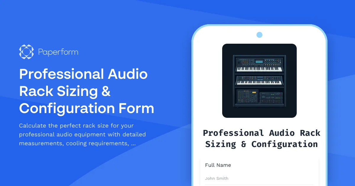 Professional Audio Rack Sizing & Configuration Form
