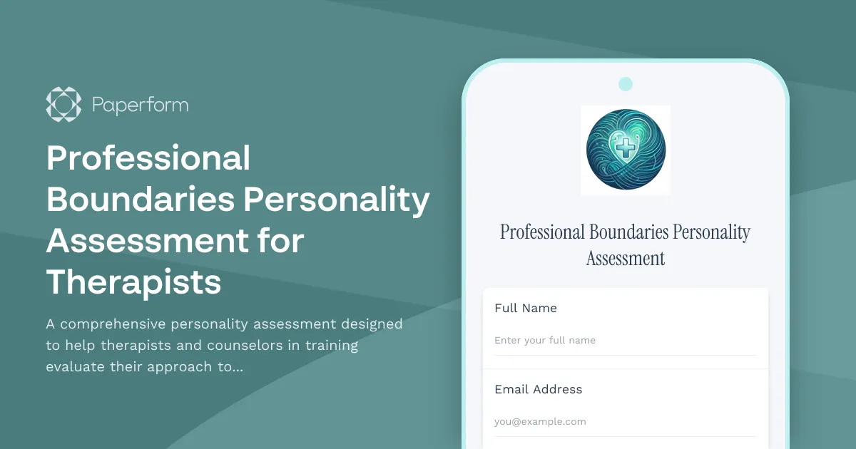 Professional Boundaries Personality Assessment for Therapists