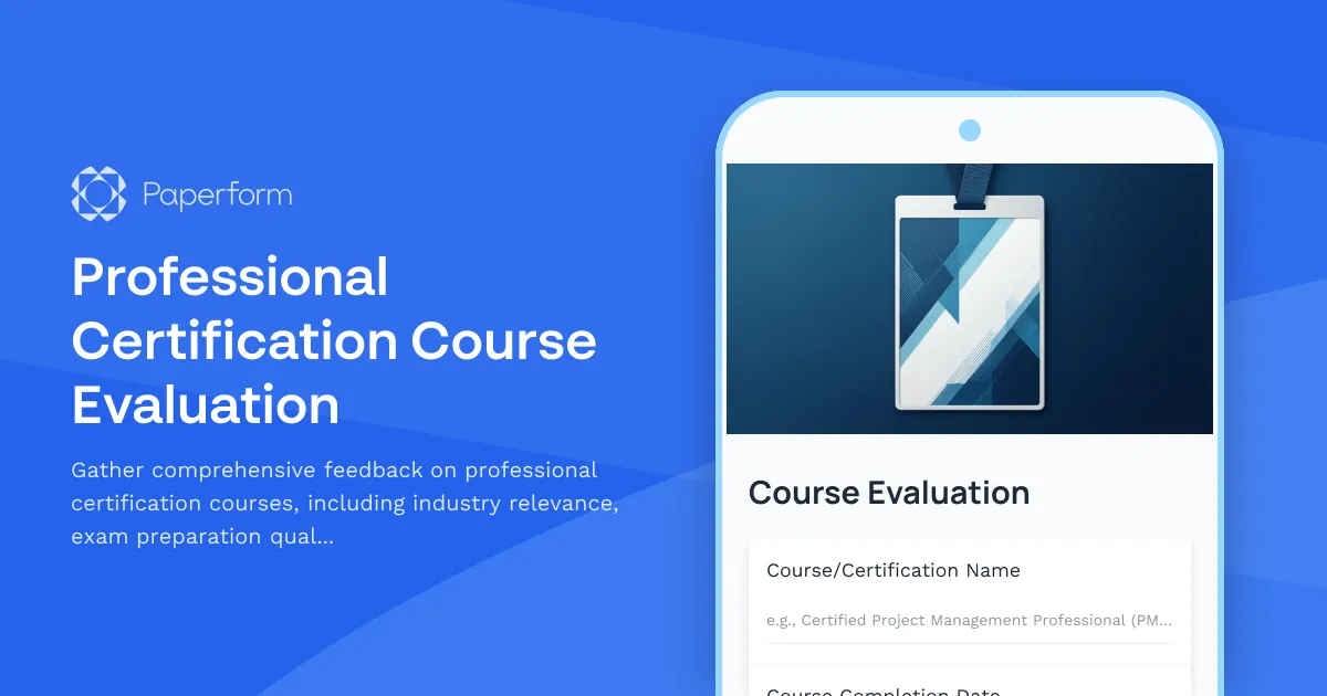 Professional Certification Course Evaluation