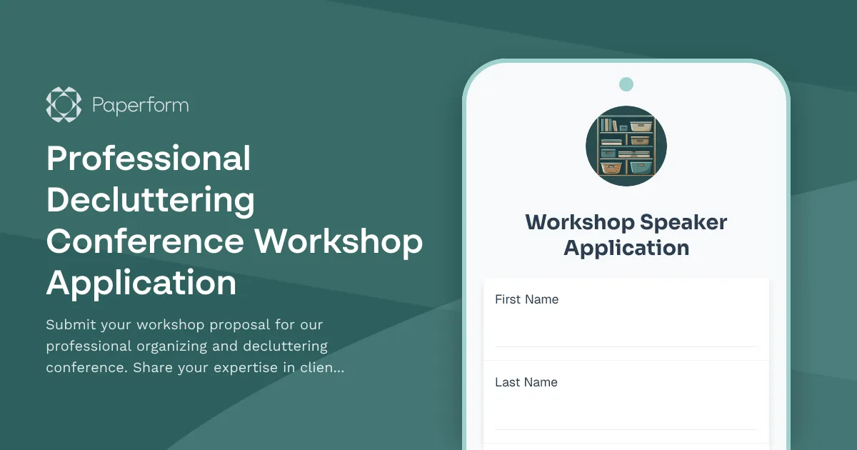 Professional Decluttering Conference Workshop Application