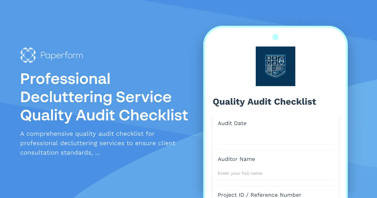 Professional Decluttering Service Quality Audit Checklist