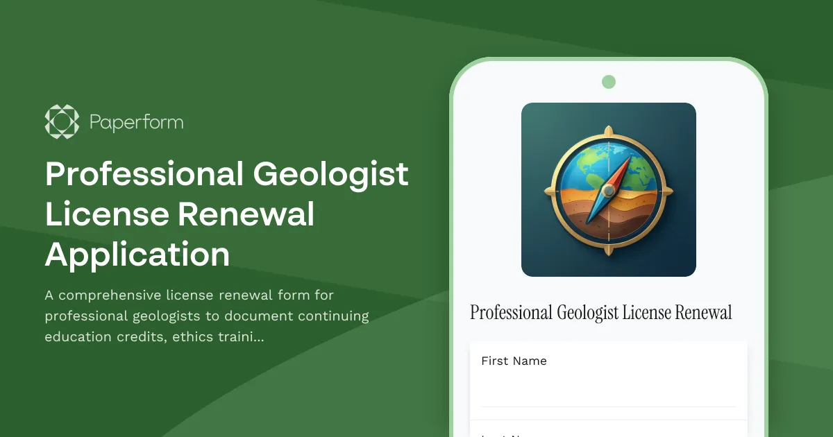Professional Geologist License Renewal Application