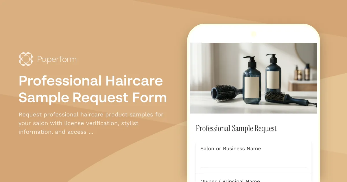 Professional Haircare Sample Request Form