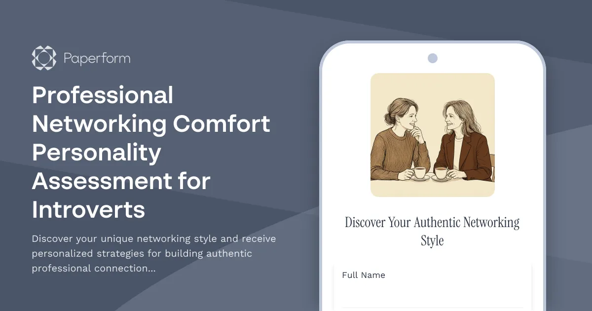 Professional Networking Comfort Personality Assessment for Introverts
