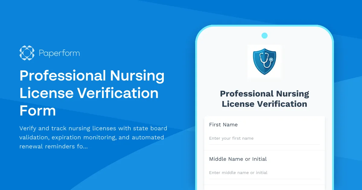 Professional Nursing License Verification Form