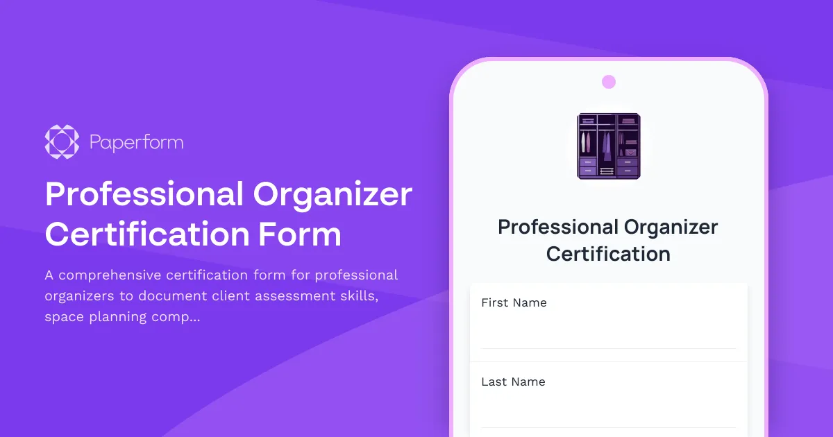 Professional Organizer Certification Form