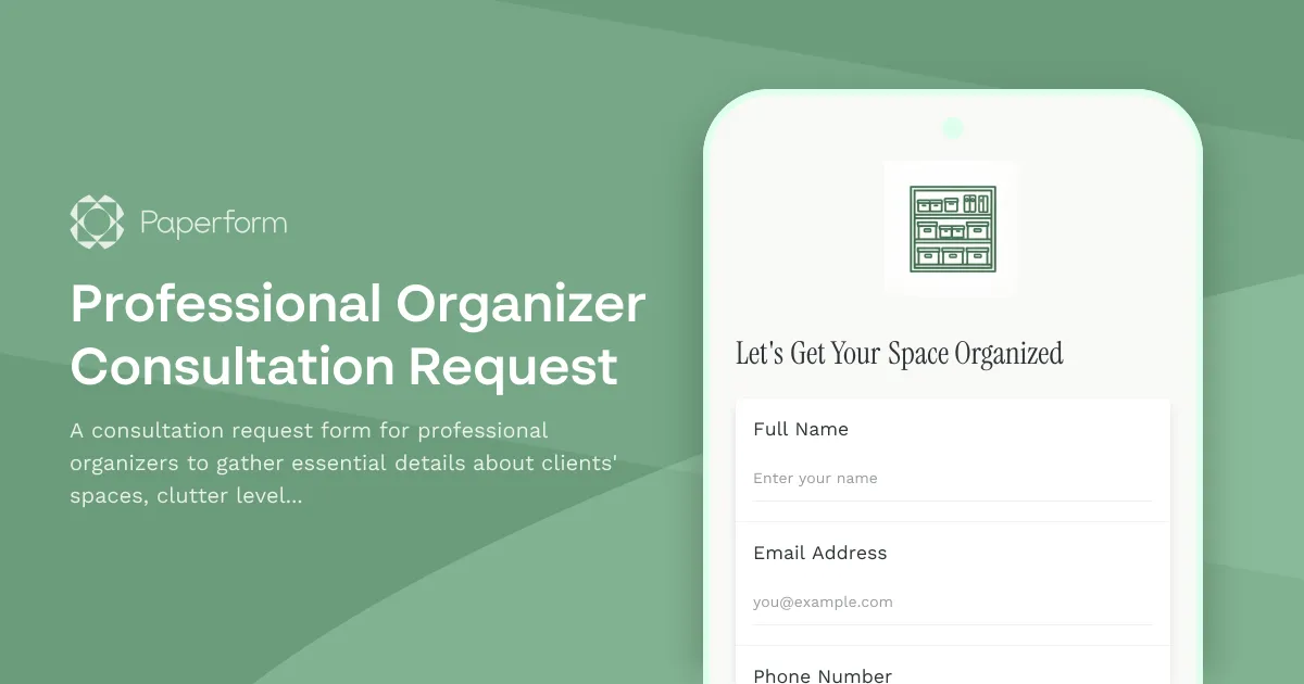 Professional Organizer Consultation Request