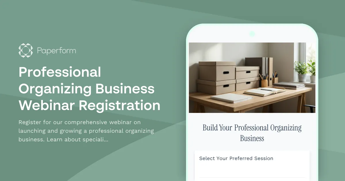 Professional Organizing Business Webinar Registration