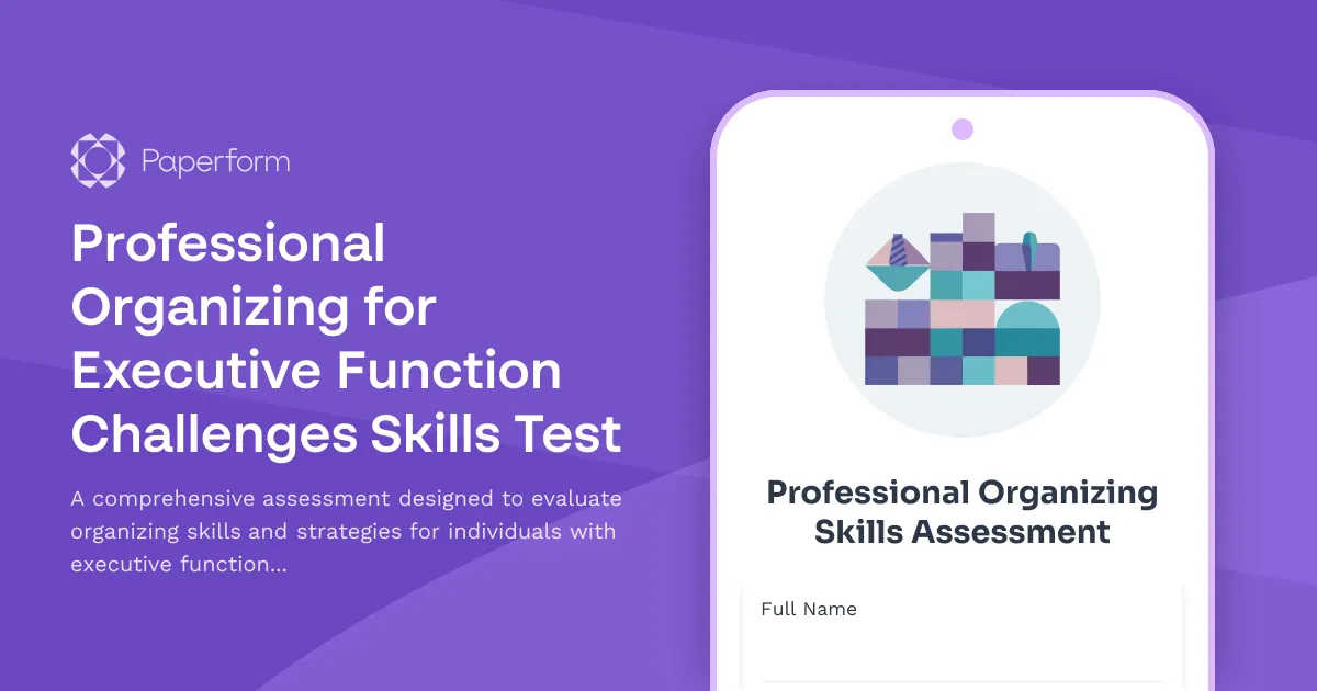 Professional Organizing for Executive Function Challenges Skills Test