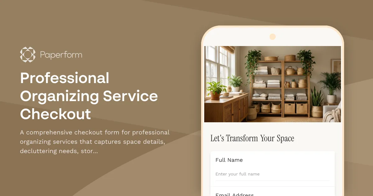 Professional Organizing Service Checkout