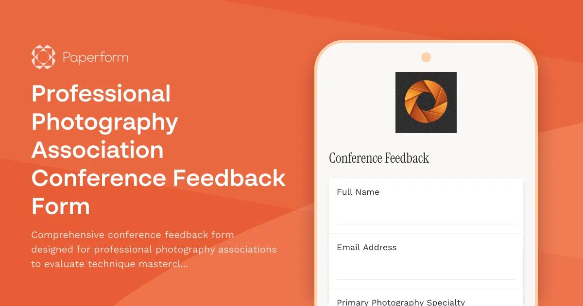 Professional Photography Association Conference Feedback Form