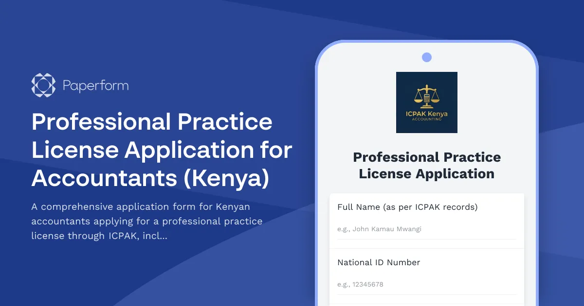 Professional Practice License Application for Accountants (Kenya)
