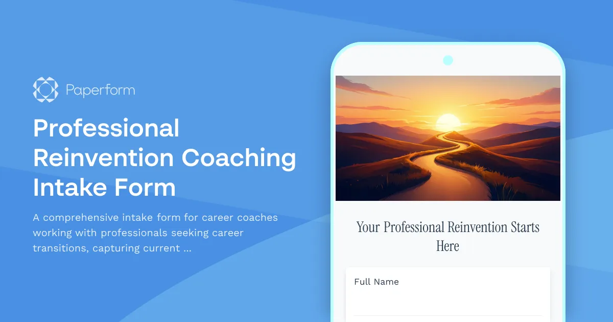 Professional Reinvention Coaching Intake Form