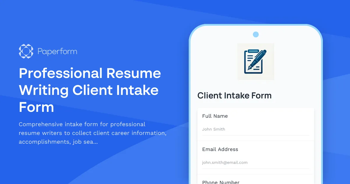 Professional Resume Writing Client Intake Form