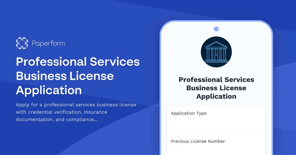 Professional Services Business License Application