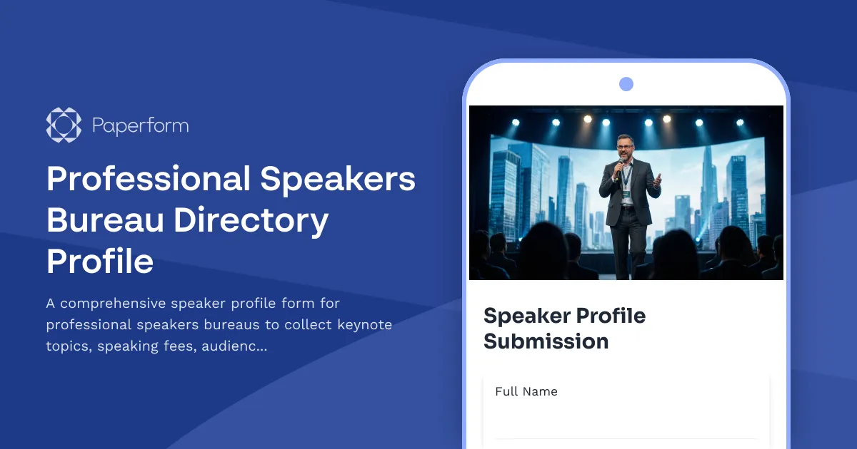 Professional Speakers Bureau Directory Profile