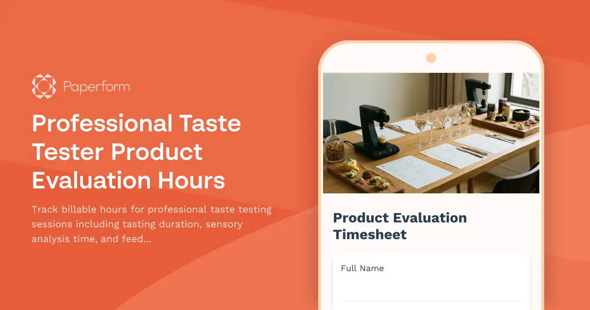 Professional Taste Tester Product Evaluation Hours