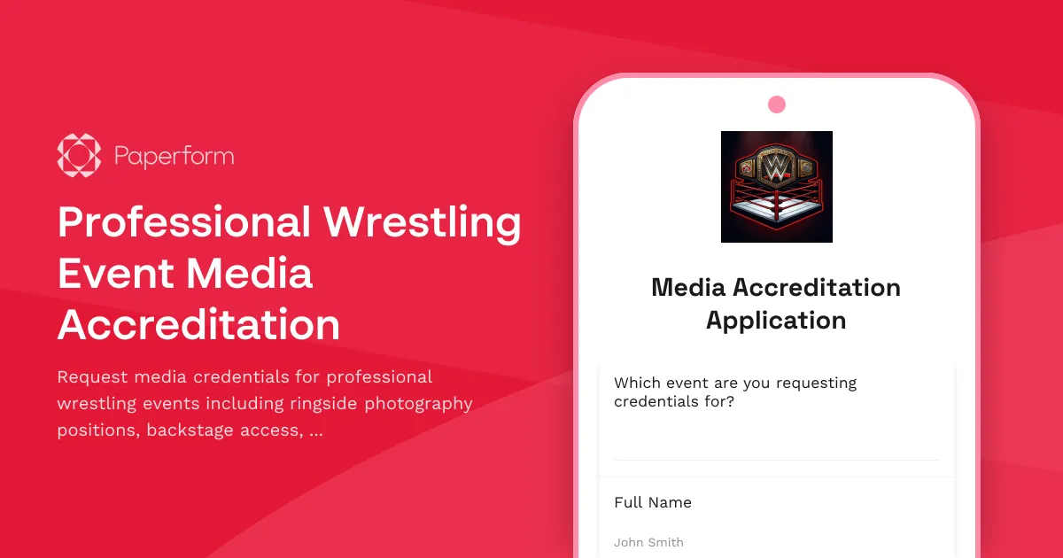 Professional Wrestling Event Media Accreditation
