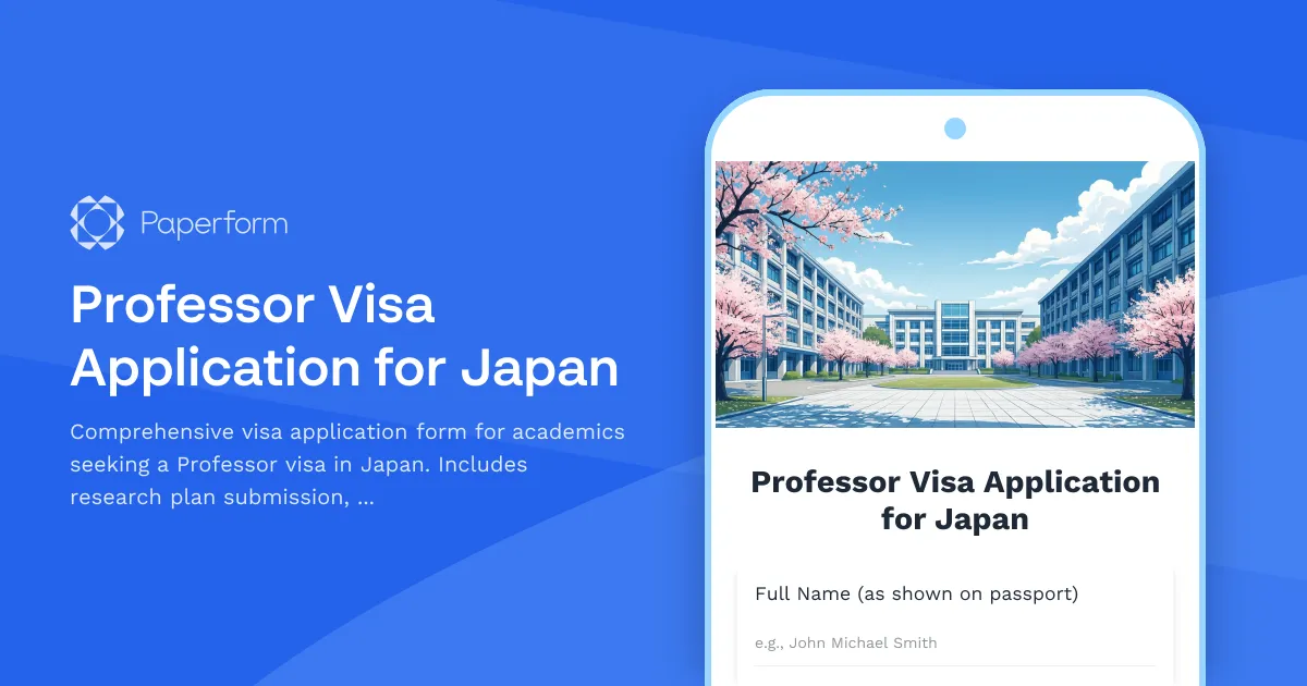 Professor Visa Application for Japan