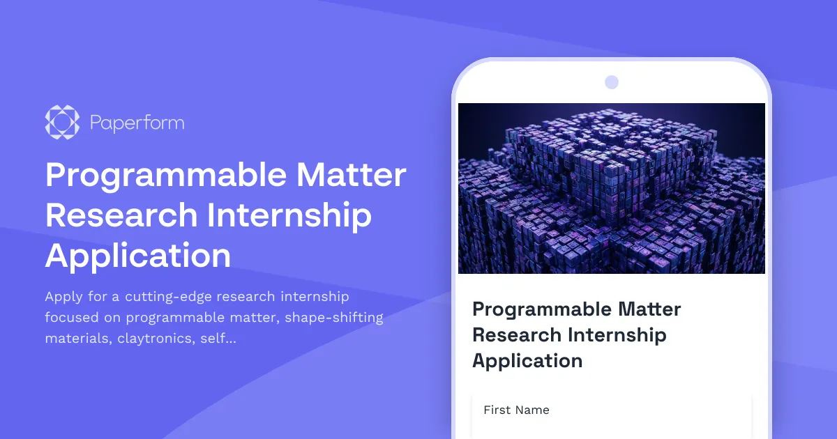 Programmable Matter Research Internship Application