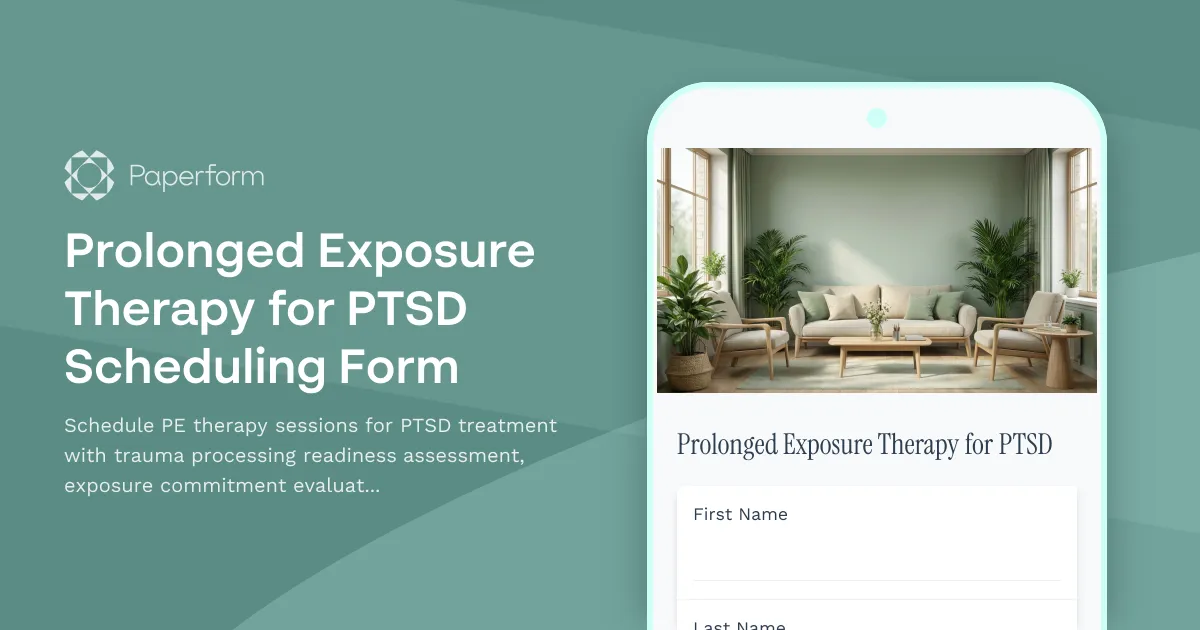 Prolonged Exposure Therapy for PTSD Scheduling Form