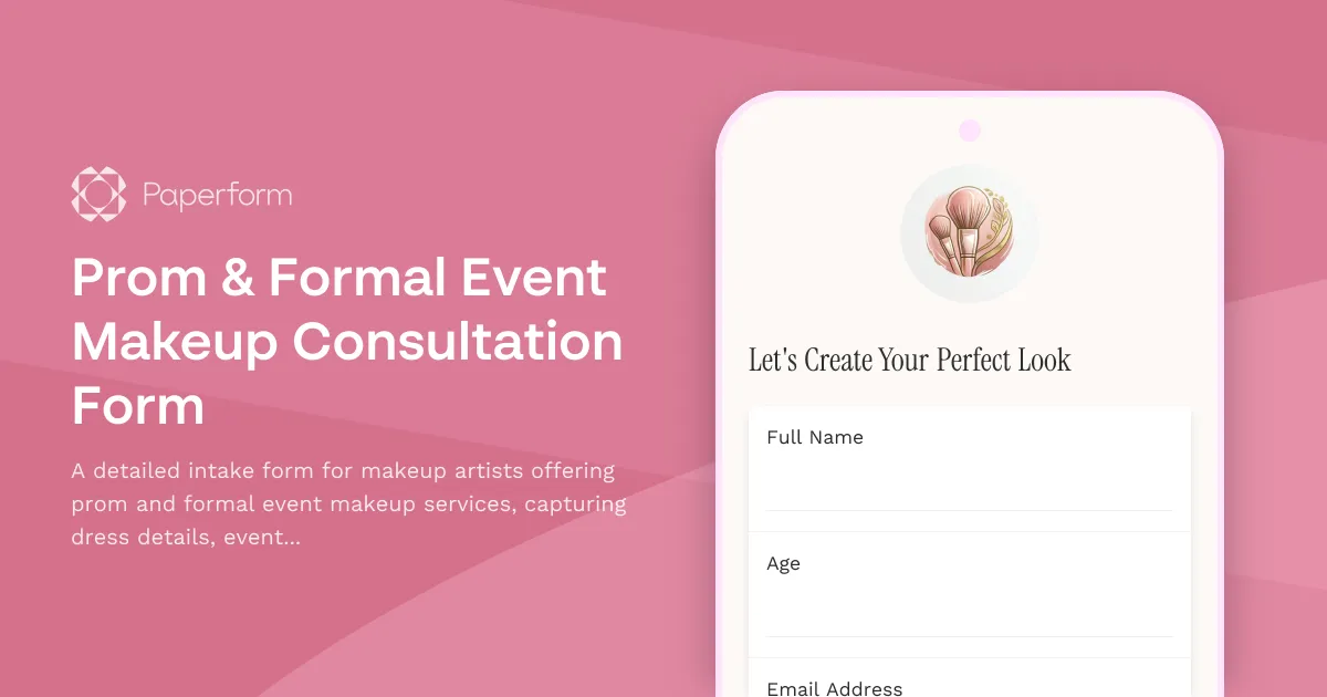 Prom & Formal Event Makeup Consultation Form