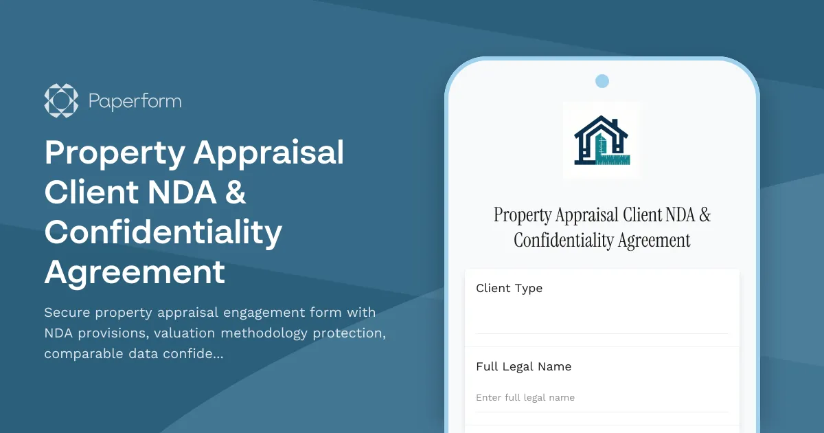 Property Appraisal Client NDA & Confidentiality Agreement