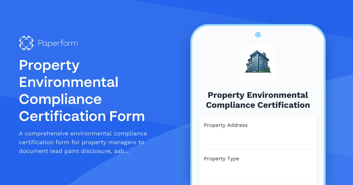 Property Environmental Compliance Certification Form