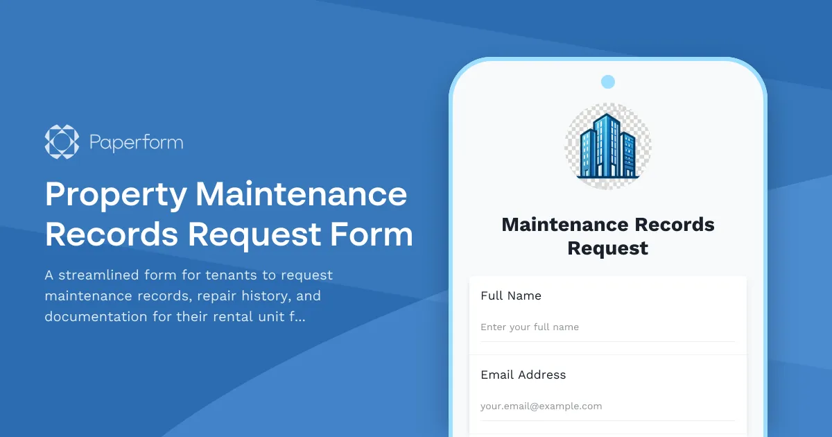 Property Maintenance Records Request Form