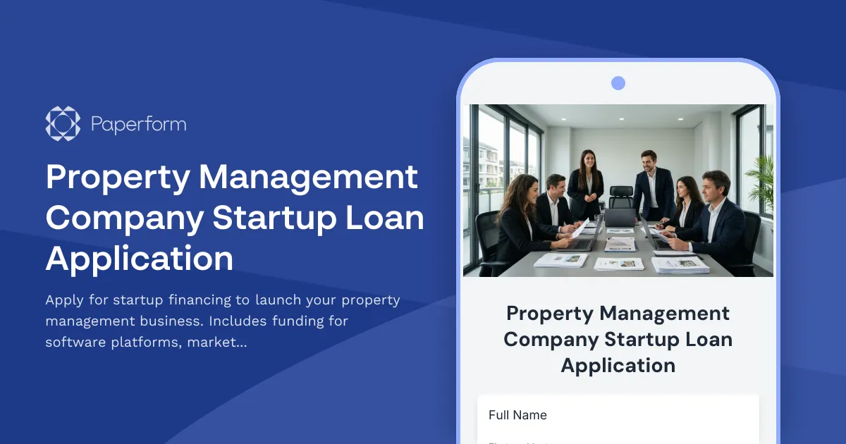 Property Management Company Startup Loan Application