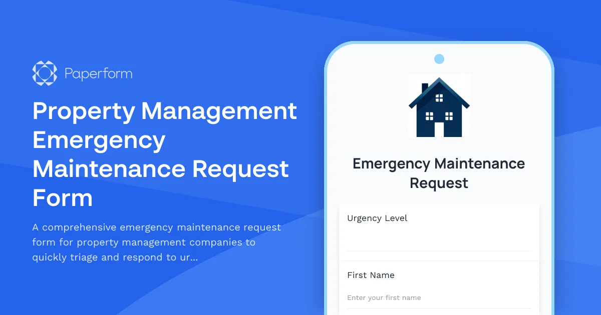 Property Management Emergency Maintenance Request Form