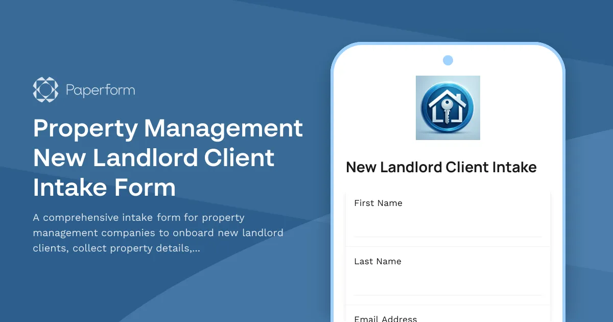 Property Management New Landlord Client Intake Form
