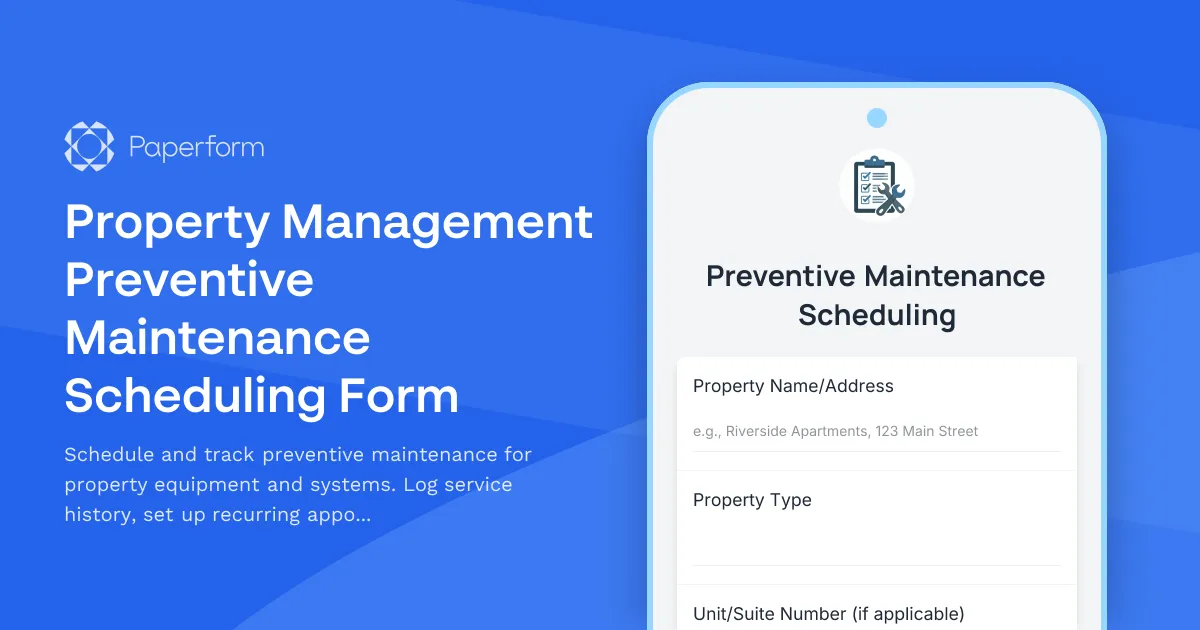 Property Management Preventive Maintenance Scheduling Form