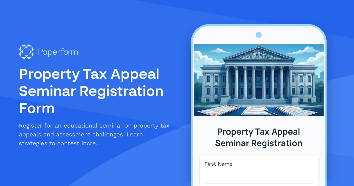 Property Tax Appeal Seminar Registration Form