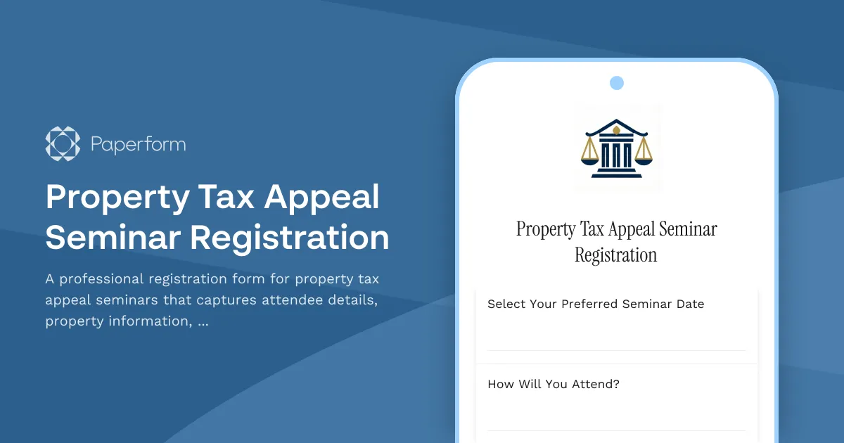 Property Tax Appeal Seminar Registration