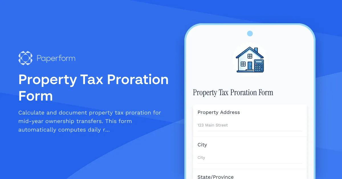 Property Tax Proration Form