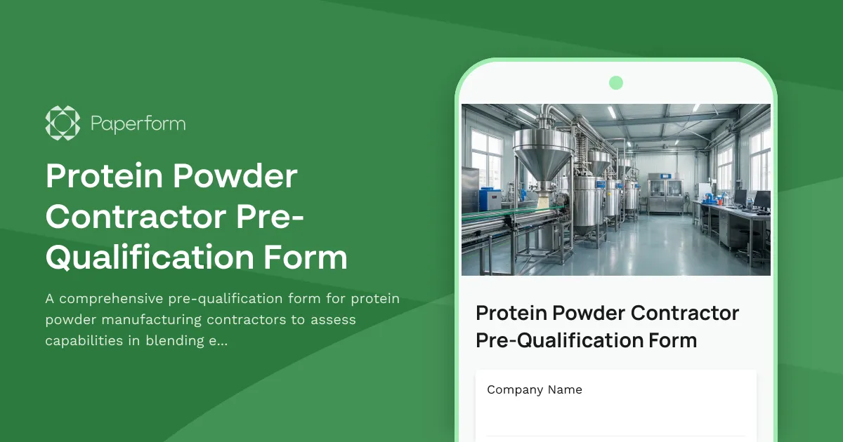 Protein Powder Contractor Pre-Qualification Form