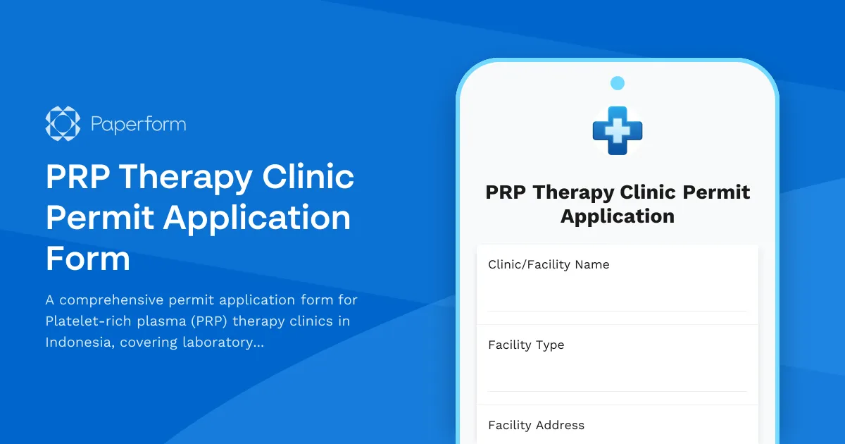 PRP Therapy Clinic Permit Application Form